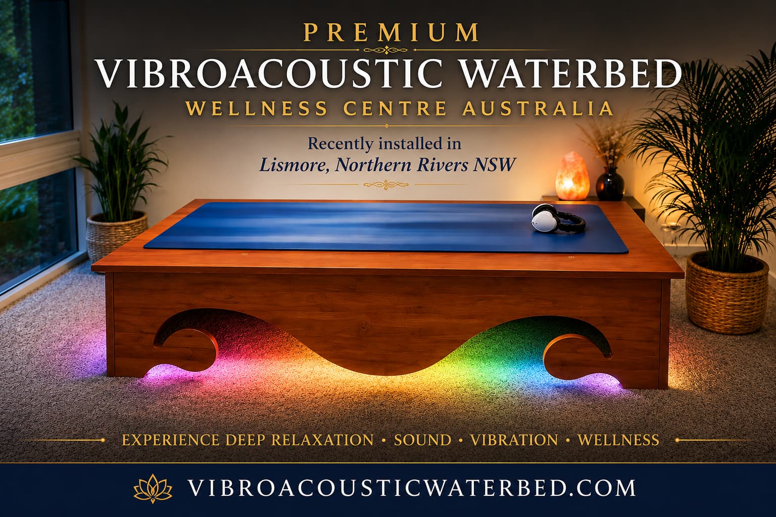 Premium vibroacoustic waterbed installed in a wellness centre in Lismore Northern Rivers Australia for luxury sound vibration therapy relaxation and nervous system support